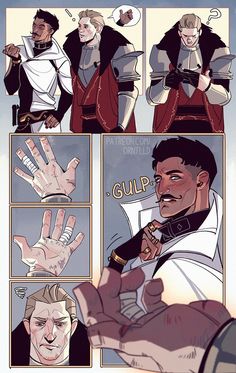 a comic page with an image of a man holding his hand up to the camera