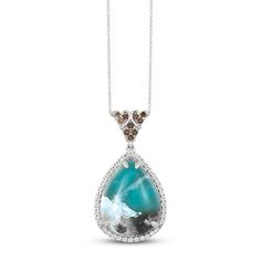 This gorgeous necklace from Le Vian® showcases a jaw-dropping pear-shaped Aquaprase Candy surrounded by a luscious frame of round-cut Vanilla Topaz™ gemstones. Rich round-cut Chocolate Quartz® embellish the bail to finish the look. The 14K Vanilla Gold® pendant is suspended from a 20-inch cable chain and secures with a lobster clasp. Fine Jewelry Teardrop Pendant Drop Necklace With Gemstone, Pear-shaped Gemstone Drop Necklace In Fine Jewelry Style, Pear Shaped Gemstone Drop Necklace In Fine Jewelry Style, Formal Teardrop Cabochon Necklace, Pear-shaped Gemstone Drop Necklace, Fine Jewelry Teardrop Gemstones With Accents, Teardrop Gemstone Accent Necklace For Anniversary, Teardrop Cabochon Necklace For Anniversary, Anniversary Teardrop Cabochon Necklace