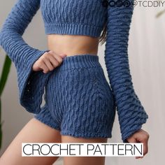 there is a woman that has her hands on her hips and the words crochet pattern below it