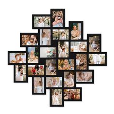 a collage of many different pictures on a white background with black frame and border