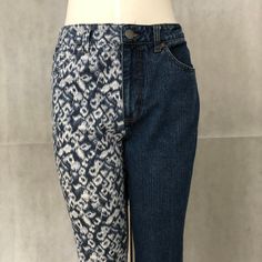 "Deconstructed Hybrid \"Parti Colored\" Jeans - Half Denim Leopard Print & Half Denim Blue Half and Half Mashup \"Chicos\" Brand - Women's Size 1 Leopard Print Denim \"Lands End\" Brand - Women's Size 12 Blue Denim 98% Cotton, 2% Spandex Unisex 32\" Waist, 31\" Inseam Medieval Style Parti Colored Pants Amazing Leopard Print Denim Quality Brands Comfortable & Flattering" 1950s Wedding Dress, Buy Clothes Online, Medieval Style, Print Denim, Half And Half, Medieval Fashion, Colored Pants, Printed Jeans, Plaid Flannel Shirt