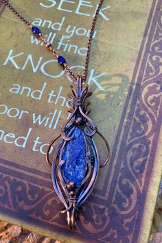 Blue Copper Pendant Necklace, Blue Copper Necklace As Gift, Blue Copper Wire Wrapped Necklaces, Blue Copper Artisan Necklace, Blue Copper Wire Wrapped Necklace, Copper Pendant With Lobster Clasp, Artisan Blue Copper Necklace, Elegant Blue Copper Jewelry, Nickel-free Blue Copper Jewelry