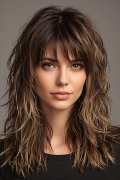 Waterfall Haircut, Long Wolf Haircut, Long Layered Haircuts With Bangs, Choppy Layered Haircuts, Long Shag Hairstyles, Rocker Hair, Shaggy Long Hair, Haircuts For Medium Length Hair, Layered Haircuts For Medium Hair