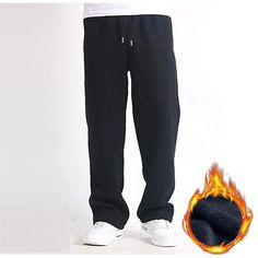 Category:WE-Pants; Season:Winter; Fabric:Polyester; Gender:Men's; Style:Basic,Sports,Fashion,Streetwear; Elasticity:Micro-elastic; Occasion:Daily,Casual; Fit Type:Regular Fit; Function:Warm; Waistline:Mid Waist; Pattern:Solid Color; Design:Straight Leg,Drawstring,Elastic Waist; Pants Type:Joggers,Sweatpants,Trousers,Winter Pants,Straight Leg Sweatpants,Fleece Pants; Fly Type:Elasticity,Drawstring; Front page:FF; Listing Date:10/24/2022; Production mode:External procurement; Hips:; Length:; Waist:; Fit US Size:null; Fit UK Size:null; Fit EU Size:null Full-length Sweatpants With Comfort Waistband For Jogging, Elastic Waistband Jogging Pants Ankle-length, Urban Full-length Sports Pants, Moisture-wicking Fleece Sweatpants For Streetwear, Black Full-length Joggers With Pockets, Sport Style, Style Sportif, Winter Pants, Pants Straight