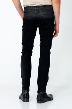 Elevate your denim game with our Side Waxed Tapered Jeans, the epitome of urban sophistication and contemporary style. Crafted from premium quality denim, these jeans offer both durability and comfort for all-day wear. The defining feature of these jeans is the meticulously applied waxed detailing along the side seams, adding a touch of refinement and modern edge to the classic denim silhouette. Whether you're dressing them up with a crisp button-down shirt for a night out or keeping it casual w Urban Sophistication, Mens Fashion Jeans, Tapered Jeans, Leather Pieces, Wool Suit, Suit Shop, Jeans Style, Contemporary Style, Black Jeans