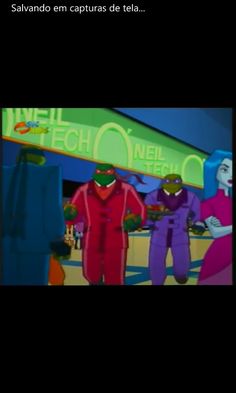 an animated image of two men in colorful suits