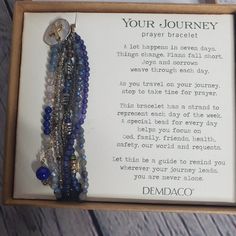 Demdaco "Your Journey" Prayer Bracelet In Indigo New In Original Packaging - Never Worn. Beautiful Gift For Someone Special! Tds413 Marble Bracelet, Mothers Heart, Prayer Bracelet, Multi Strand Bracelet, Star Bracelet, Someone Special, Cross Bracelet, Pink Marble, Metal Charm