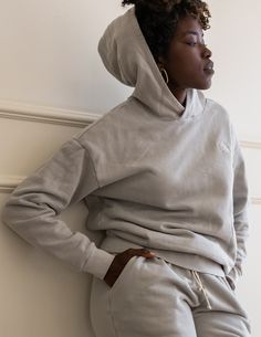 AFR Hoodie in Platinum - All For Ramon 135 Lbs, Jogger Set, Medium Weight, French Terry, Platinum, Organic Cotton, Angeles, Dye, Relaxed Fit