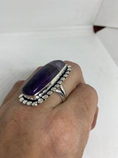 Large genuine amethyst Vintage ring Low content silver not sterling. Size 8 Can be resized by my jeweler for $15-$20 All rings are shipped free in the US in a nice gift box. Check out our over a THOUSAND great reviews Engraving is $4 per letter and is not always perfect depending on the piece. It can take a few days if the jeweler is busy. This is payable to Paypal Judithsltd@gmail.com Silver Amethyst Ring Stamped 925, Collectible Amethyst Gemstone Rings, Sterling Silver Purple Ring With Large Stone, Unique Amethyst Ring With Large Stone For Gift, Gift Amethyst Ring Hallmarked, Gift Hallmarked Amethyst Ring, Unique Large Stone Amethyst Ring Gift, Purple Amethyst Ring Stamped 925 For Gift, Purple Amethyst Ring Stamped 925 As A Gift