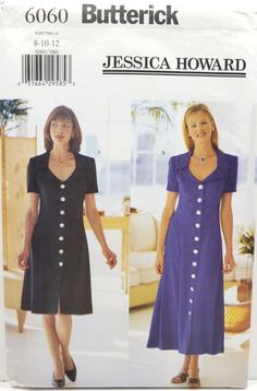 a women's dress sewing pattern with buttons