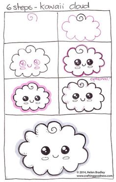 four sheeps are shown in the shape of clouds with different colors and shapes on them