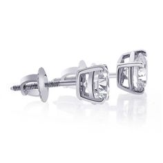 This lovely pair of round diamond stud earrings are carefully matched for size and sparkle. The total weight is 1.41 ct. (approx. 0.70 ct. each) and display beautiful colorless to near colorless F to G color and immaculately eye clean VS-2 enhanced clarity. They are skillfully set into the prongs of this 14 kt. white gold stud mounting with secure fitting screwback posts. For more information, contact Avital & Co Jewelry at (212) 764-6851 Payment: Payment must be received within 2 business d Anniversary Diamond Earrings With Tension Setting, Fine Jewelry Round Diamond Earrings With Tension Setting, Cubic Zirconia Diamond Earrings With Tension Setting, Fine Jewelry Diamond Earrings With Tension Setting, Diamond Earrings With Tension Setting, Anniversary Diamond White Earrings With Tension Setting, White Gold Diamond Earrings With Tension Setting, Diamond White Earrings With Tension Setting In Round Cut, Round Diamond Stud Earrings