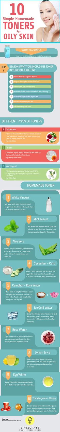 Toning for oily skin is a very important part in skin care regime. Choose the best homemade toner for oily skin from this list of best 12 toners! Toners For Oily Skin, Toner Diy, Toner For Oily Skin, Homemade Toner, Baking Soda Shampoo, Sensitive Skin Care, Skin Toner