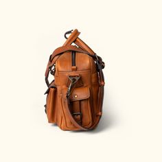 Roosevelt Buffalo Leather Pilot Bag | Amber Brown Buffalo Jackson, Dark Brown Leather Jacket, Amber Brown, Leather Camera Bag, Leather Jacket Style, Lambskin Leather Jacket, Water Buffalo, Leather Duffle Bag, Leather Travel Bag