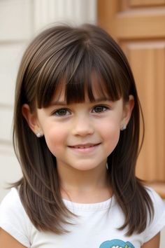 Kids Shoulder Length Hairstyles, Girls Short Haircut Kids Shoulder Length, Haircuts For 5 Year Girl, Kids Haircuts With Bangs, Girl Haircut With Bangs Kids, Shoulder Length Hair Girls Kids