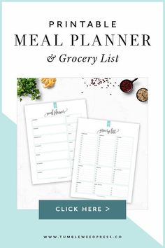 the printable meal planner and grocery list