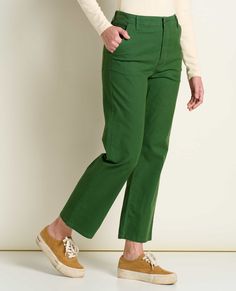 These super flattering pants pair durable comfort with a high-rise waist and on-trend straight leg. With a sneaky stretchy waistband and give where it counts, rock 'em with your favorite cropped tee or sweater and feel good all day.DetailsFit: Straight fit, FlexForm waistband for comfort, high rise, and cropped length, 28.5" inseamFeel: Soft, organic cotton canvas with TENCEL™ Lyocell and a bit of stretch for added comfortFeatures: Shank button closure with zip fly, chino pocket stlying, patched Mid-rise Pants For Everyday Fall Wear, Everyday Mid-rise Pants For Fall, Casual Wide Leg Work Pants Straight Fit, Casual Wide-leg Work Pants With Straight Fit, Casual Straight Fit Wide Leg Work Pants, Elevated Casual Mid-rise Pants For Fall, Spring Workwear Bottoms With Boxy Fit, Boxy Fit Bottoms For Spring Workwear, Solid Color Straight Fit Cotton Bottoms