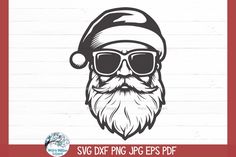 santa claus with sunglasses and hat svg dxf eps png cut file