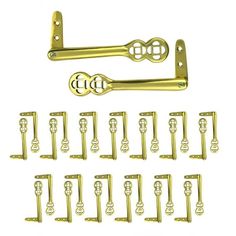 an assortment of brass handles and latches