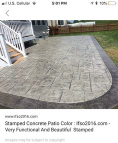 a concrete patio with stairs and steps