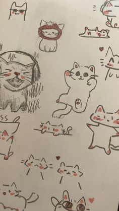 a drawing of cats and kittens on paper