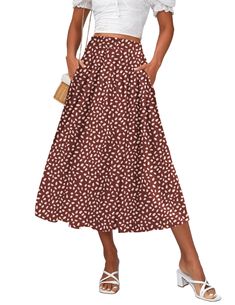 PRICES MAY VARY. 95% Polyester, 5% Spandex Imported Zipper closure Casual Long Polka Dot Skirt, Casual Polka Dot Pleated Skirt, Casual Polka Dot Skirt With Elastic Waistband, Casual Polka Dot Tiered Skirt, Casual Polka Dot Flowy Skirt, Casual Polka Dot Lined Skirt, Casual Polka Dot Mini Skirt, Midi Skirt Casual, Long Floral Skirt