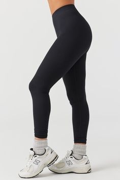 Side view of model from the waist down wearing the sleek and stretchy full length sueded onyx The Body Legging with a mid-rise elastic waistband Joah Brown, Wardrobe Ideas, High Rise Leggings, Body Contouring, Second Skin, Fitness Inspo, The Body, Lay Flat, French Terry