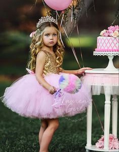 Birthday Dress Gold, Fairytale Birthday Party, Pink Princess Birthday, Fairytale Birthday, Birthday Princess Dress, Pink Tulle Skirt, Ballerina Party