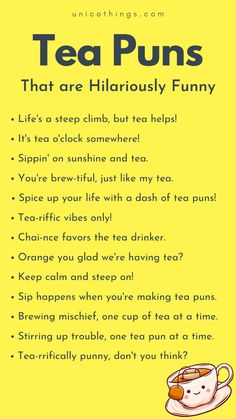 tea puns that are hilariously funny and fun for kids to use in the classroom