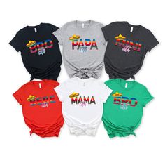 Mamacita Shirt, Family Matching Shirts, Papacito Shirt, Mama Cito Shirt, Mexico Mexican Theme Fiesta Tee,  Custom Cinco de Mayo Shirt,Couple * High quality and super soft, comfortable shirt. Made with top-of-the-line vinyl and pressed with a professional grade heat press. * Please check all color and size charts before place the order. Since all shirts are custom made based on your selection, I don't accept return or exchange unless there is an issue with your order. *We're working with different shirt brands based on the color/size availability. All shirts we use are soft style, not heavy cotton. Solid colors are all cotton and heather colors are cotton/poly blend. (there may be exceptions) *Our Sweatshirt 70% SoftLume combed and ring-spun cotton, 30% polyester fleece- with 100% SoftLume Multicolor Screen Print Tops For Fan Merchandise, Fun Custom Print Tops For Fan Merchandise, Funny Multicolor Pre-shrunk Shirt, Graphic Tee Multicolor Shirt For Fan Merchandise, Multicolor Graphic Tee For Fan Merchandise, Fun Multicolor Fan Merchandise Tops, Fun Multicolor Fan Merchandise Top, Multicolor Cotton Fan Merchandise Shirt, Multicolor Cotton Shirt For Fan Merchandise