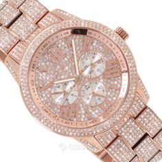 Michael Kors Womens Bradshaw Pave Glitz Watch Rose Gold Stainless Steel Crystals | eBay Military Time, Rose Gold Watches, Bold Design, Sparkling Crystal, Watch Brands, Stainless Steel Bracelet, Quartz Movement, Accessories Watches, Wrist Watch