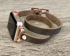 Elegant Double Wrap 10mm Genuine Distressed Vintage Brown Leather Bracelet Designed And Handmade by Simeon D Jewelry Studio Create Your Own Unique Style! Be Different! Be Unique! Make a Fashion Statement Every Place You Go! Get Tons of Compliments Wearing Your Beautiful Bracelet Adjustable Size Bracelet Perfectly Tailored for Your Wrist This Bracelet Fits ALL Apple Watch Series Not For Other Models. Apple Watch Is NOT Included Follow my Studio on Social Media for Updates & New Designs Leather Rose Gold Apple Watch Band With Bracelet Strap, Adjustable Double Band Leather Watch Bands, Adjustable Rose Gold Leather Apple Watch Band, Adjustable Rose Gold Leather Strap Apple Watch Band, Adjustable Rose Gold Apple Watch Band With Leather Strap, Adjustable Rose Gold Leather Strap For Apple Watch, Apple Watch Wristbands, Apple Watch Bands Women, Apple Watch Leather