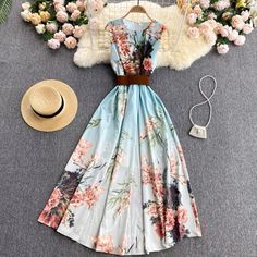 Famous socialite style dress, new style, summer wear, noble, elegant, printed dressMaterial:blendedStyle:socialiteFeatures:noble,elegantColor:as pictureSize(cm):M,L,XL,2XL 1inch=2.54cmM:length:131,bust:92,,waist:70,shoulder:37&ltp&gtL:length:132,bust:96,,waist:74,shoulder:38</p>&ltbr/>&ltp&gtXL:length:133,bust:100,,waist78,shoulder:39</p>&ltbr/>&ltp&gt2XL:length:134,bust:104,,waist:82,shoulder:40</p>&ltbr/>&ltp&gtNote:Due to Socialite Style, Ultra Modern, Spring Fashion Trends, Style Summer, Basic Outfits, Printed Dress, Casual Summer Outfits, Dress Summer, Blazers For Women