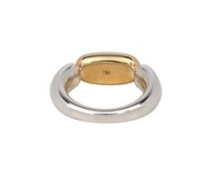 With its minimal, modern design, this Kloto ring is an industrial version of the classic stacking ring. The polished sterling silver band tapers slightly and is set with an 18K yellow gold oval at its center. Add it to your stack or wear it alone for a hint of minimal style. 18K yellow gold oval : 5/16" x 5/8"sterling silver band width : 3.5mm to 6.5mmsize available : 7.25please contact us for sizing options Modern Oval Stackable Rings For Formal Occasions, Modern Oval Stackable Rings With Polished Finish, Modern Oval White Gold Stackable Rings, Modern Oval Rings With Smooth Bezel, Modern Oval Ring With Smooth Bezel, Modern Oval Dome Ring With Smooth Bezel, Modern Oval Hallmarked Diamond Ring, Silver Stone Ring, Minimal Modern Design