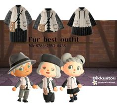 an animated image of three people dressed in old fashioned clothes and hats, with the caption fur best outfit