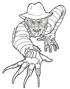 a drawing of an evil clown holding out his hand