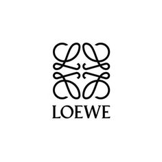 the loewe logo is shown in black and white, with hearts on it