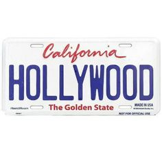 the license plate for hollywood is shown in red, white and blue with an american flag on it