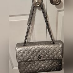 *Excellent Condition *A Must Have Handbag Shoulder Bags With Silver-tone Hardware For Shopping, Silver Bag With Silver-tone Hardware For Shopping, Leather Shoulder Bag With Silver-tone Hardware For On-the-go, Gray Shoulder Bag With Silver-tone Hardware, Gray Leather Shoulder Bag With Silver-tone Hardware, Must Haves, Gray Color, Bag Lady, Handbags