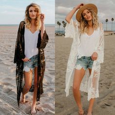 Look Kimono, Shawl Coat, Beach Pareo, Look Boho Chic, Look Festival, Kimono Outfit, Kimono Coat, Estilo Hippie, Mode Boho