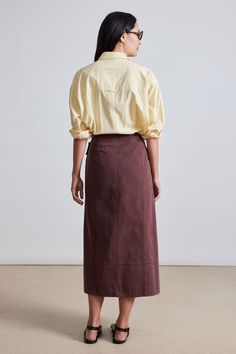 Lahiri Wrap Skirt | Apiece Apart Luxury Relaxed Asymmetrical Wrap Skirt, Luxury Asymmetrical Wrap Skirt, Cotton Wrap Skirt With Gathered Detail, Luxury Black Relaxed Wrap Skirt, Spring Linen Wrap Skirt, Asymmetrical, Apiece Apart, Wrap Skirt, The Label, The Modern