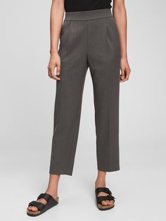 High Rise Slim Pull-On Pants | Gap Factory Casual Office Bottoms With Straight Hem, Business Ankle-length Pants With Pockets, Casual Workwear Dress Pants With Straight Hem, Business Bottoms With Pockets For Spring, Casual Dress Pants With Straight Hem For Work, Casual Straight Hem Dress Pants For Work, Tapered Dress Pants With Welt Pockets For Fall, Casual Ankle-length Business Bottoms, Spring Business Bottoms With Pockets