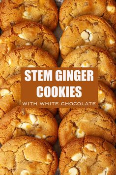 Stem ginger cookies with white chocolate chips are soft-baked, chewy delights. Full of warming, sweet flavour these cookies are quick & easy to make.