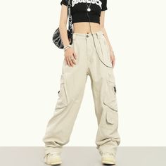 Korean Pants, Cargo Pants Baggy, Streetwear Cargo Pants, Fall Outfits Y2k, Wide Leg Denim Pants, Style Cargo Pants, Denim Decor, Trousers Casual, Pants Baggy