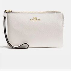 Nwt Coach Wristlet Wallet White. White Coach Wallet, Elegant White Coin Purse For Everyday, Elegant Rectangular Coin Purse With Wrist Strap, Elegant Wallet With Wrist Strap In Pouch Shape, Classic Pouch Wallet With Wrist Strap, Elegant Clutch With Wrist Strap, Elegant Everyday Wristlet, Classic Clutch Wristlet With Zipper, Classic Clutch Wristlet With Zipper Closure