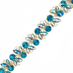 Crystal Jewelry With Rhinestones For Crafting, Glamorous Crystal Bracelet With Rhinestones, Blue Rhinestone Crystal Bracelet For Party, Blue Crystal Bracelet With Rhinestones For Party, Iridescent Jeweled Jewelry For Parties, Costume Jewelry Crystal Bracelet With Rhinestones, Iridescent Crystal Jewelry With Rhinestones, Blue Crystal Jewelry With Rhinestones, Blue Crystal Bracelet With Rhinestones