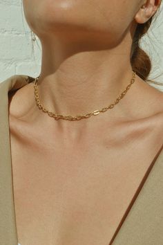 Gold Link Necklace, Gold Chain Design, Dainty Choker, Gold Link, Link Chain Necklace, Chain Gold, Necklace Dainty, Girly Jewelry