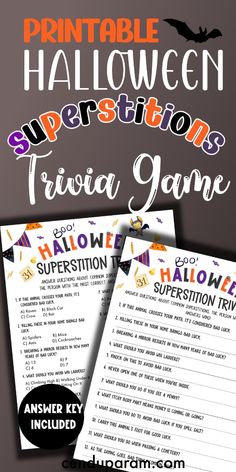 printable halloween superstitions trivia game for kids to play in the house