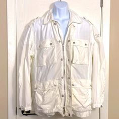 White Paul & Shark Yachting Jacket, Men’s Xl. Made In Italy. 23” Across Chest. 26” Shoulder To End Of Sleeve. Small Mark Under Arm Pit Area And Small Mark Near Zipper On Front Chest Area- See Photos Paul Shark, White Style, Mens Jackets, In Italy, Jackets & Coats, Man Shop, Italy, Zipper, Outfit Inspo