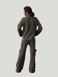 Elevate your loungewear game with the Crescent Knit Cargo Sweater, the ideal companion to the Zoey Bottoms. This luxurious turtleneck sweater is designed for the modern woman who seeks comfort without compromising style. Crafted from a premium blend of acrylic and wool, the sweater offers a relaxed fit that drapes beautifully on the body. Long sleeves with folded cuffs add a touch of sophistication, while slits at the sides ensure ease of movement. Pair it with the Zoey Bottoms for a complete Zo Sweater Lounge Set, Sweater Lounge, Elastic Casing, Workwear Essentials, Stylish Pants, Long Jumpsuits, Cargo Pant, Pants Design, Lounge Set